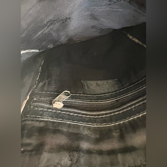 Sorpresa! Black Leather Crossbody Shoulder Purse Bag Studded Boho - Picture 9 of 10